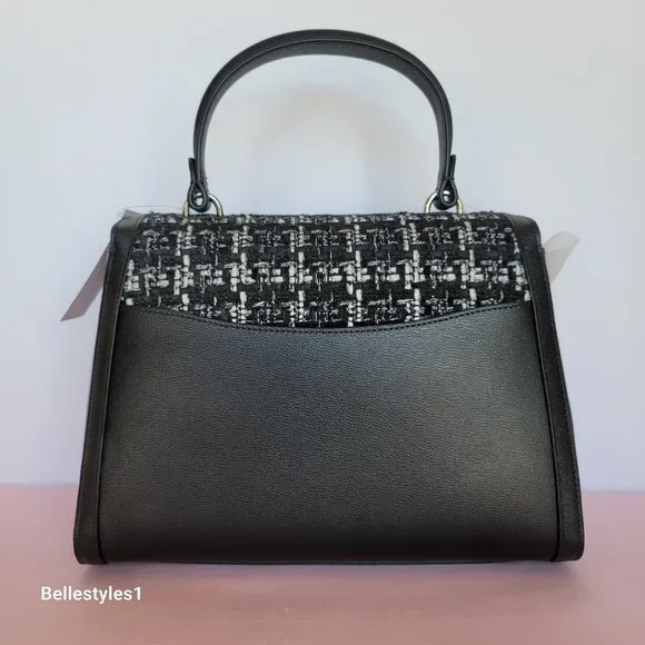 KATE SPADE Katy Tweed Medium Top Handle Bag-Black Multi - Picture 6 of 16